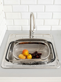 Сито 23x34см DE'NASTIA овал с раздвижными ручками нержавеющая сталь 000000000001219242