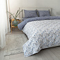 Комплект постельного белья 2спальный DE'NASTIA (50x70см-2шт/под-175x210см/пр-215x240см) Азулежу белый/голубой/синий жатый хлопок