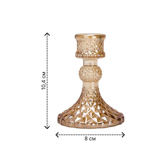 Подсвечник двухсторонний 8х10,4см медный стекло 000000000001225395
