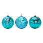 Декоративное украшение Набор шаров 3шт 8см голубой пластик