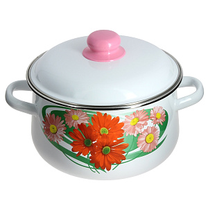 Кастрюля 4л СТАЛЬЭМАЛЬ Летние цветы коническая форма эмалированная сталь 000000000001136697