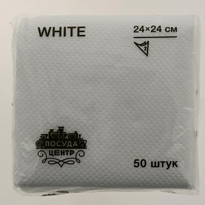 Салфетка бумажная 24x24см 50 листов белая, однослойная перфорированная, PC05164 000000000001188388