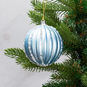 Набор новогодних шаров 6шт 8см Гафра нежно-голубой пластик 000000000001209032