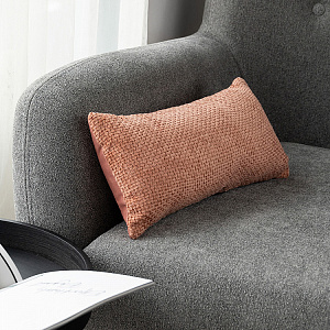 Подушка декоративная 20х40см DE'NASTIA на молнии темный коралл шенилл полиэстер 000000000001226959