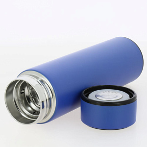 Термос 500мл с индикатором температуры матовое покрытие синий нержавеющая сталь Термос 500мл с индикатором температуры матовое покрытие синий нержавеющая сталь 000000000001211514