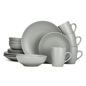 Набор столовой посуды 16 предметов серый матовый керамика 000000000001219904