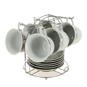 Набор чайный фарфор 12шт (6 чашек 220мл + 6 блюдец) металлический стенд подарочная упаковка Аврора Алия Guterwahl 113-19014 000000000001200591