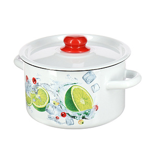 Кастрюля 3,9л СТАЛЬЭМАЛЬ цилиндрическая форма с деколью эмалированная сталь 000000000001107969