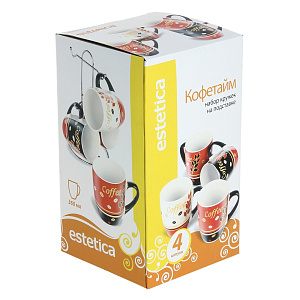 Набор кружек на подставке Кофетайм Matissa, 360мл, 4 шт. 000000000001114848