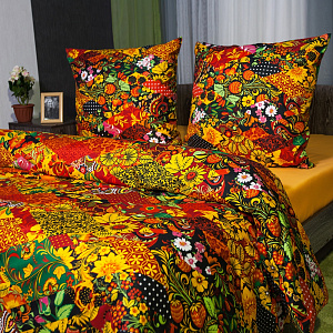 Комплект постельного белья 1,5спальный DE'NASTIA Славянские узоры микрофибра (70х70см-2шт) 100%Полиэстер C010398 000000000001118972