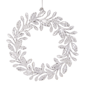Новогоднее подвесное елочное украшение Венок серебряный из полипропилена / 13,5x13,5x0,2см арт.77958 000000000001179730
