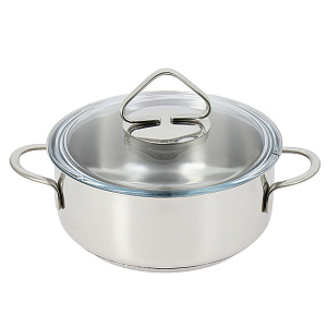 Кастрюля 1,0л Гурман-Стекло, тройное теплораспределительное дно, нержавеющая сталь, 220310 000000000001008066