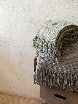 Плед 150x200см DE'NASTIA плетеный зеленый хлопок/шенилл 000000000001230286