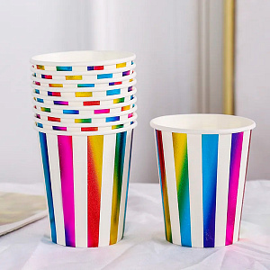 Набор стаканов одноразовых 6шт 200мл Хамелеон полосы бумага 000000000001210191