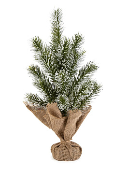 Ель искусственная 31 см белые кончики в горшочке литая 000000000001225508