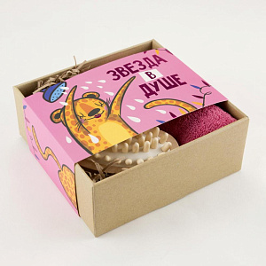 Набор подарочный "Звезда в душе" полотенце 30х60см и банные аксессуары (4 предмета) 5048159 000000000001202348