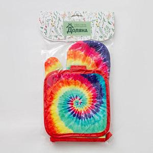 Набор кухонный Доляна Радуга (прихватка 17х17см + рукавица 26х16см) 100%пэ 4902052 000000000001200866