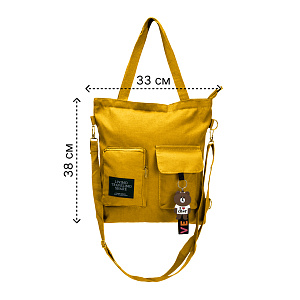 Сумка-шоппер с брелком (холст) 38х33х5см желтый поликотон 000000000001221689