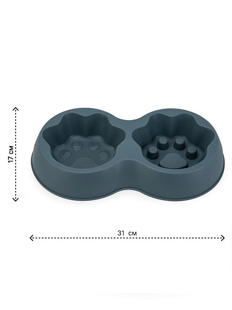 Миска для животных 31х17см двойная ЛАПКА в ассортименте полипропилен 000000000001229119