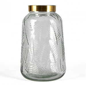 Ваза 22см Palm Leaf декоративная с золотым горлышком стекло 000000000001213634