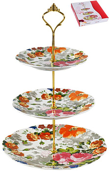 Фруктовница 3-х ярусная,блюдо 155мм, 180мм, 230мм,пд/уп,Маки,124-01106 000000000001181279