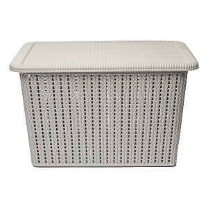 Корзина для хранения 37х26х22,3см с крышкой серый пластик 000000000001177295