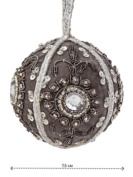 Декоративное украшение D7,5см DE'NASTIA Шар темно-серый бисер/пластик 000000000001229686