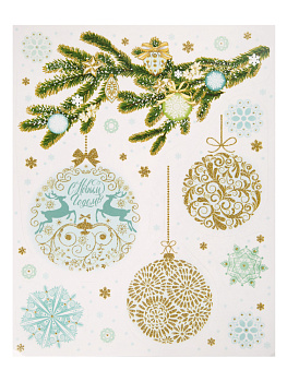 Оконное украшение Шарики на веточке из ПВХ пленки (крепится посредством статического эффекта) с раскраской на картонной подложке / 3 000000000001191201