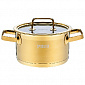 Кастрюля 1,8л 16x10,5см DE'NASTIA с крышкой PVD золотое покрытие нержавеющая сталь