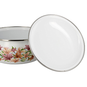 Кастрюля 1,5л СТАЛЬЭМАЛЬ Лилии сферическая форма эмалированная сталь 000000000001114774