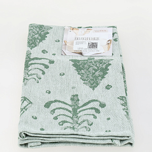 Полотенце кухонное 40х60см Елочки зеленый/белый хлопок-100% 000000000001215457