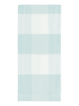 Полотенце кухонное 40x60см DE'NASTIA Вафля Клетка бирюзовый хлопок 000000000001213583
