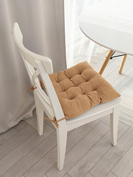 Подушка на стул 40х40см DE'NASTIA бежевый вельвет полиэстер 000000000001226734