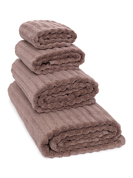 Полотенце махровое 40x60см DE'NASTIA Узкая Волна 500гр бежевый хлопок 000000000001211684