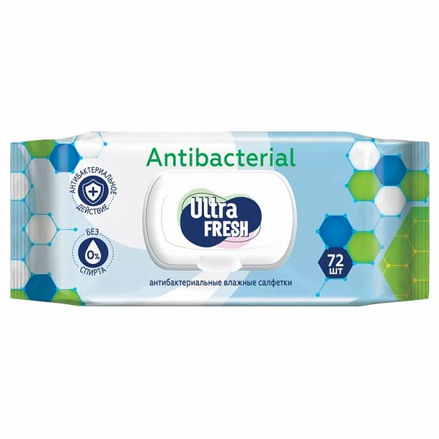 Влажные салфетки 72шт ULTRA FRESH Antibacterial с клапаном 000000000001216719