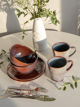 Тарелка 20,5см LUCKY Крафтовая плоская фиолетовый керамика 000000000001211778