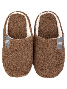 Тапочки домашние 38-39 женские утепленные коричневый полиэстер/ПВХ 000000000001228837