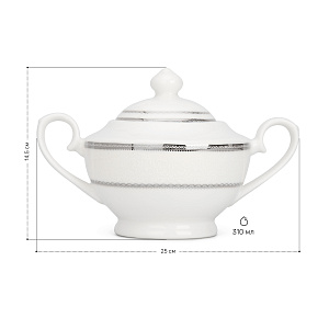 Сахарница 310мл Angelica с серебром фарфор 000000000001219776