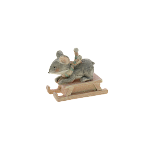 Декоративная фигурка Мышонок на Санях в шарфике з полирезины / 7,5х5,5х3см арт.80106 000000000001191336