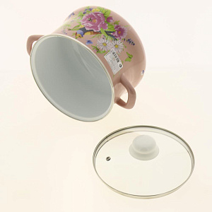 Кастрюля 5л Пудра металлическая крышка эмаль 000000000001169327