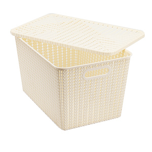 Корзина для хранения 35х24х20см с крышкой светло-серый пластик 000000000001177322