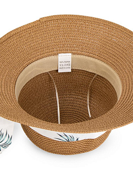 Шляпа 56-58см пляжная с бантом песочный полиэстер 000000000001227480