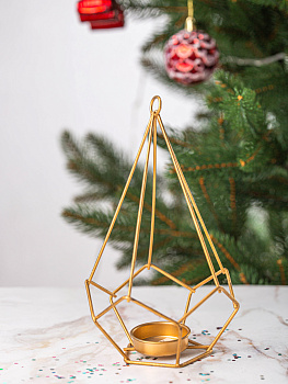 Подсвечник декоративный "Pyramide" 18см металл золото R011277 000000000001200397