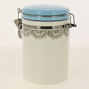 Банка для сыпучих продуктов 850 мл подарочная упаковка c с клипсой Букет доломит ZFC038-37 000000000001196870