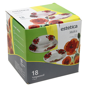 Столовый набор Маки Estetica, 18 предметов 000000000001170358