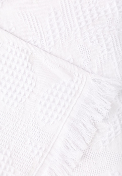 Покрывало 200x220см LUCKY Листья с бахромой белое 100% хлопок 000000000001212555