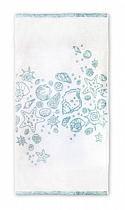 Полотенце DE'NASTIA 70х130см РАКУШКИ молочный/голубой D000142 000000000001177496