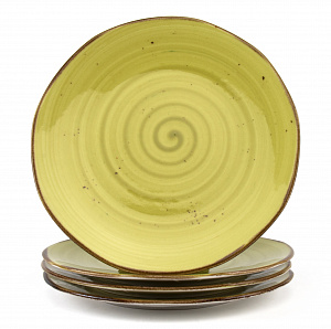 Набор столовой посуды 16 предметов TULU PORSELEN Reactive (по 4шт: обеденная 27см, десертная 21см, салатник 18см, кружка 320мл) Lime green фарфор 000000000001216234