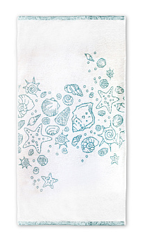 Полотенце DE'NASTIA 70х130см РАКУШКИ молочный/голубой D000142 000000000001177496