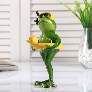 Фигура декоративная 19см Лягушка с кругом 000000000001216785